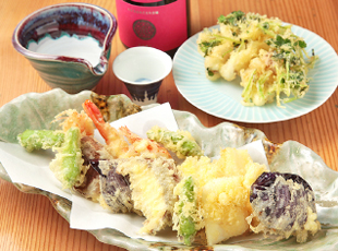 車海老と季節の野菜の天ぷら